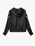 Kapüşonlu Şerit Detaylı Fermuarlı Spor Sweatshirt