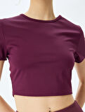 Slim Fit Kısa Kollu Crop Basic Spor Tişört