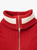 Yarım Fermuarlı Biyeli Oversize Dik Yaka Kolej Baskılı Sweatshirt
