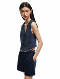 Regular Fit Kemerli Yüksek Bel Mini Şort