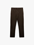 Pamuklu Cep Detaylı Slim Fit Chino Pantolon