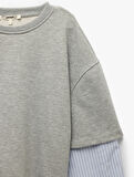 Çift Katman Detaylı Manşetli Uzun Kollu Bisiklet Yaka Çizgili Sweatshirt