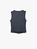 Slim Fit Kolsuz Düğmeli V Yaka Yelek