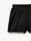 Regular Fit Beli Lastikli Dokulu Mini Şort