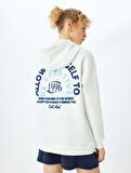 Şardonlu Arkası Baskılı Kapüşonlu Oversize Uzun Kollu Sweatshirt