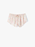 Bol Kalıp Beli Bağlamalı Çiçekli Mini Şort Pijama Altı
