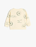 Uzun Kollu Bisiklet Yaka Baskı Detaylı Pamuklu Sweatshirt