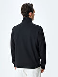 Kanguru Cepli Uzun Kollu Basic Yarım Fermuarlı Sweatshirt