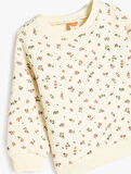 Çiçek Desenli Pamuklu Uzun Kollu Sweatshirt