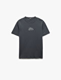 Pamuklu Kısa Kollu Baskılı Bisiklet Yaka Slim Fit Tişört