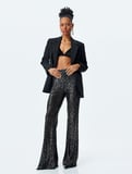 Slim Fit İspanyol Paça Pullu Payetli Pantolon