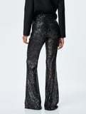 Slim Fit İspanyol Paça Pullu Payetli Pantolon