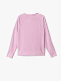 Modal Kumaş Rahat Kesim Uzun Kollu Bisiklet Yaka Kadın Basic Sweatshirt