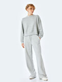 Rahat Kalıp Viskon Uzun Kollu Bisiklet Yaka Basic Sweatshirt