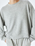 Rahat Kalıp Viskon Uzun Kollu Bisiklet Yaka Basic Sweatshirt