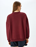 Şardonlu Kolej Baskılı Polo Yaka Oversize Sweatshirt