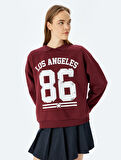 Şardonlu Kolej Baskılı Polo Yaka Oversize Sweatshirt