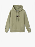 Panda Baskılı Kapüşonlu Kanguru Cepli Şardonlu Oversize Sweatshirt
