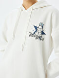 Arkası Baskılı Kapüşonlu Oversize Sweatshirt