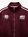 Fermuarlı Cepli Biyeli Kolej Baskılı Sweatshirt