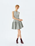 Mini Slim Fit Bisiklet Yaka A Kesim Fiyonklu Elbise