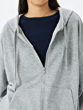 Fermuarlı Kanguru Cepli Oversize Kapüşonlu Sweatshirt