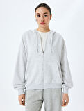 Fermuarlı Kanguru Cepli Oversize Kapüşonlu Sweatshirt