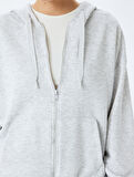 Fermuarlı Kanguru Cepli Oversize Kapüşonlu Sweatshirt