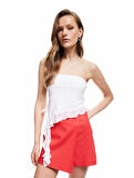 Regular Fit Kruvaze Mini Keten Şort Etek