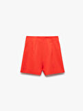 Regular Fit Kruvaze Mini Keten Şort Etek