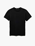 Kısa Kollu Bisiklet Yaka Pamuklu Erkek Slim Fit Tişört