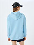 Şardonlu Kapüşonlu Kedi Baskılı Uzun Kollu Rahat Kalıp Sweatshirt