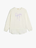 Pullu Payetli Bisiklet Yaka Uzun Kollu Oversize Sweatshirt