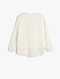 Pullu Payetli Bisiklet Yaka Uzun Kollu Oversize Sweatshirt