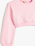 Bisiklet Yaka Uzun Kollu Basic Crop Sweatshirt