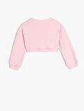 Bisiklet Yaka Uzun Kollu Basic Crop Sweatshirt
