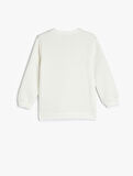 Uzun Kollu Bisiklet Yaka Baskılı Şardonlu Pamuklu Sweatshirt