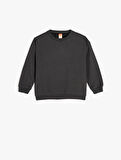 Pamuklu Uzun Kollu Bisiklet Yaka Şardonlu Basic Sweatshirt