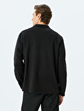 Polo Yaka Sweatshirt Basic Düğmeli Pamuklu İnterlok Kumaş