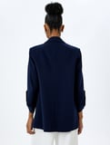 Cepli 3/4 Kol Oversize Uzun Blazer Ceket
