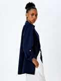Cepli 3/4 Kol Oversize Uzun Blazer Ceket