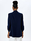 Cepli 3/4 Kol Oversize Uzun Blazer Ceket