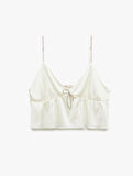 V Yaka Askılı Bridal Saten Crop Pijama Üstü