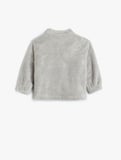 Dik Yaka Uzun Kollu Fermuarlı Basic Peluş Sweatshirt