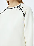 Fiyonklu Bisiklet Yaka Uzun Kollu Sweatshirt
