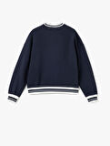 Kolej Baskılı Bisiklet Yaka Biyeli Oversize Sweatshirt