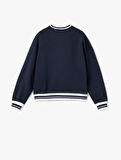 Kolej Baskılı Bisiklet Yaka Biyeli Oversize Sweatshirt