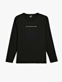 Slogan Baskılı Uzun Kollu Bisiklet Yaka Oversize Spor Sweatshirt
