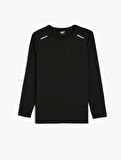 Uzun Kollu Bisiklet Yaka Geometrik Baskılı Basic Spor Sweatshirt