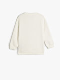Bisiklet Yaka Brooklyn Baskılı Uzun Kollu Şardonlu Sweatshirt